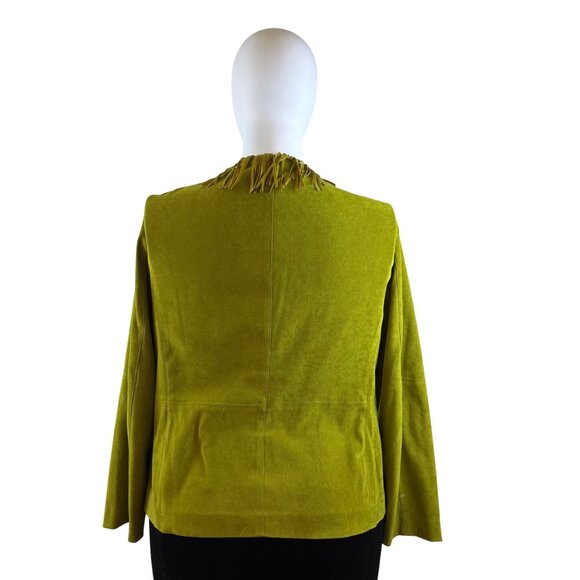 Nortonmcnaughton Womens Green Fringe Open Front Jacket Western Boho Style Sz 18 - Picture 4 of 9